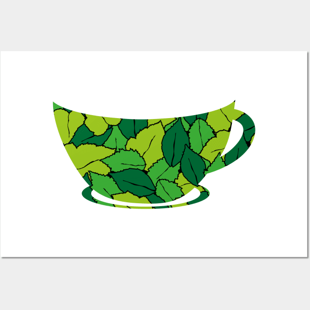 cup of organic herbal leaf tea for healthy life logo Wall Art by asepsarifudin09